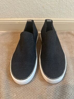 Michael Kors Black Knit Slip-On Flats with White Sole